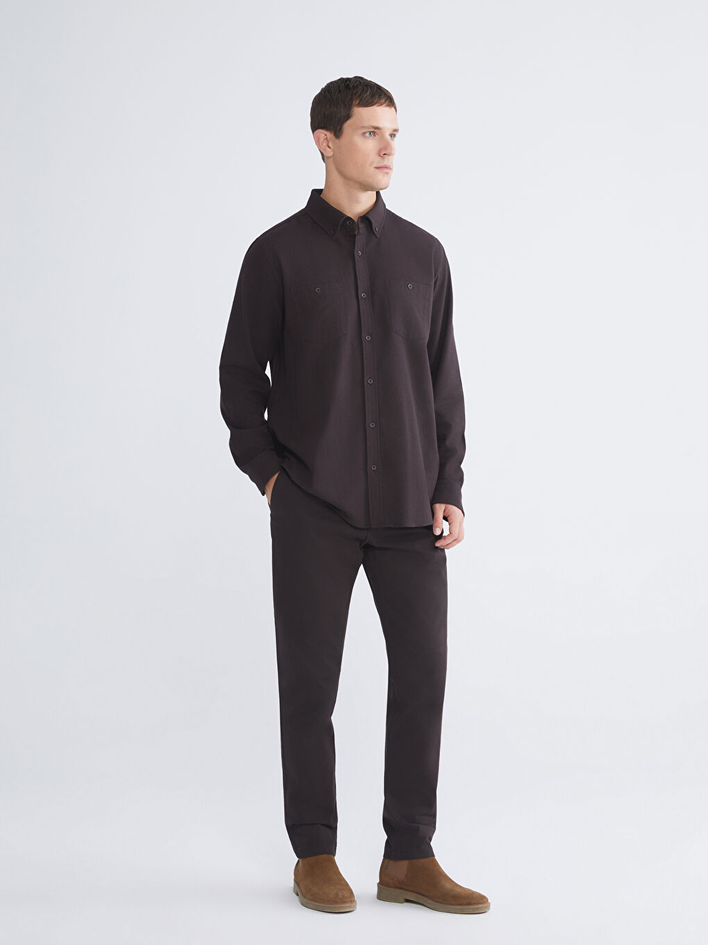 Regular Fit Long Sleeve Gabardine Men's Shirt-1