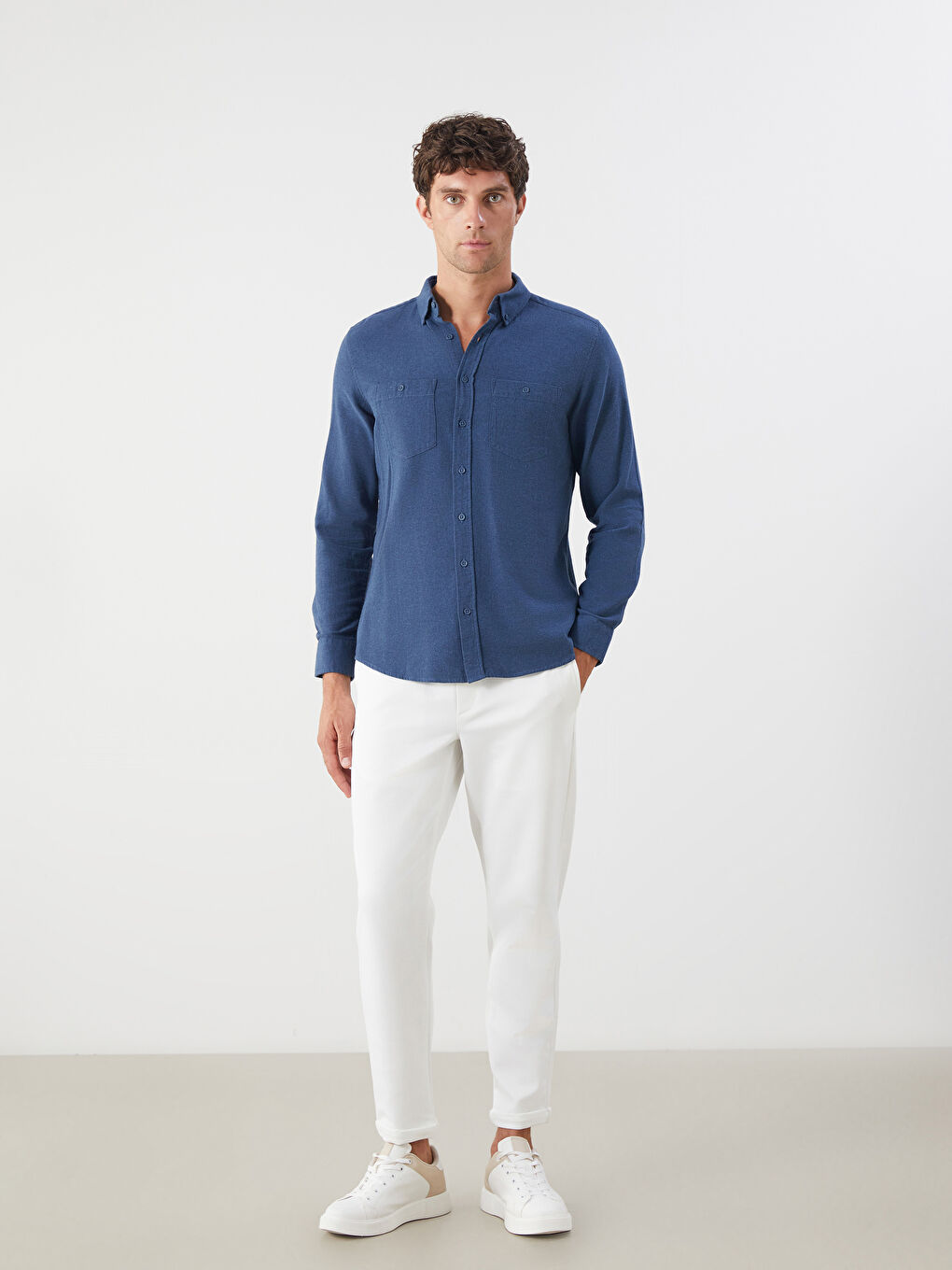 LCWAIKIKI Classic Regular Fit Long Sleeve Gabardine Men's Shirt -W52932Z8-CS6
