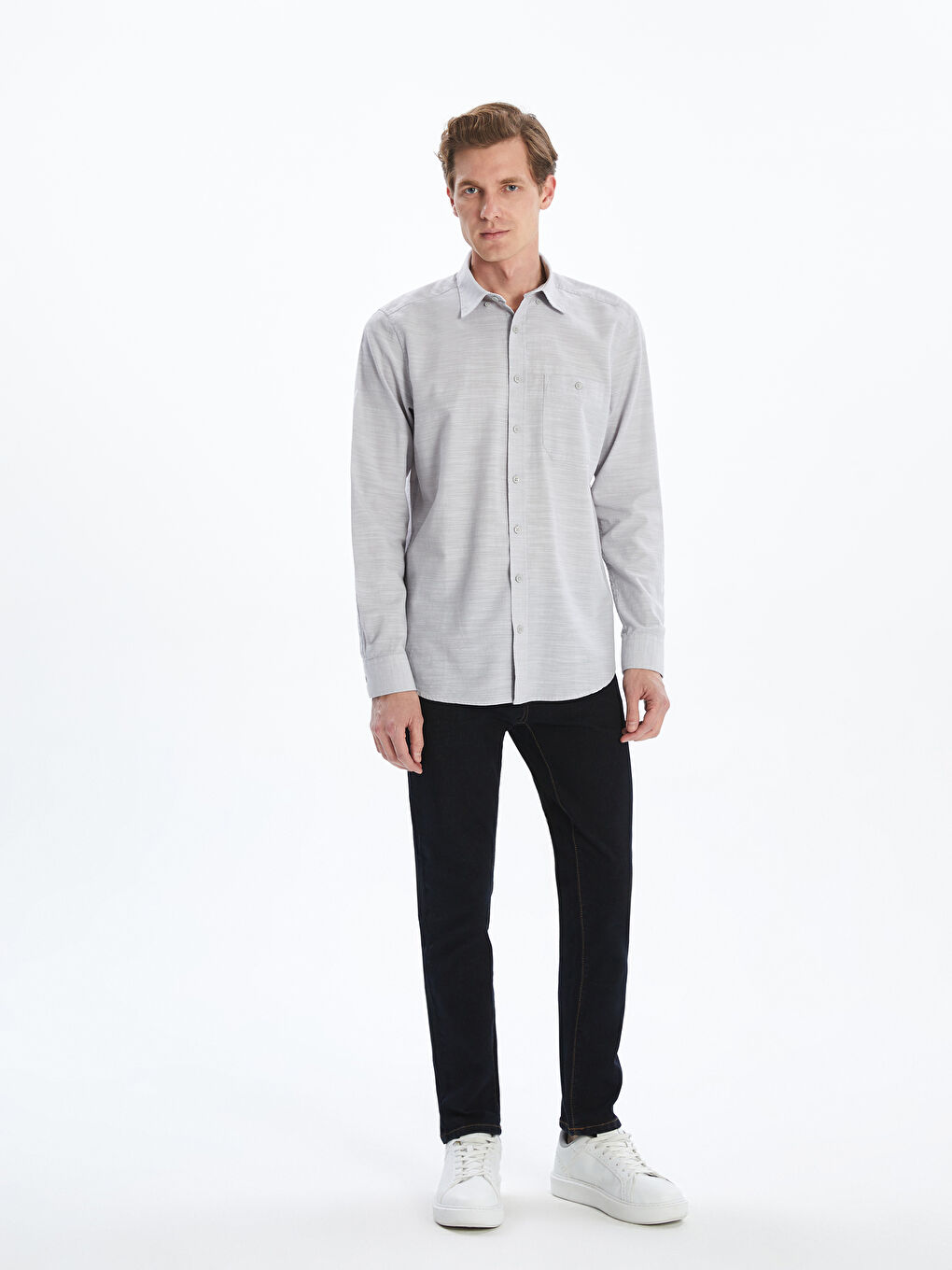 LCWAIKIKI Classic Regular Fit Long Sleeve Poplin Men's Shirt -W52933Z8-CYS
