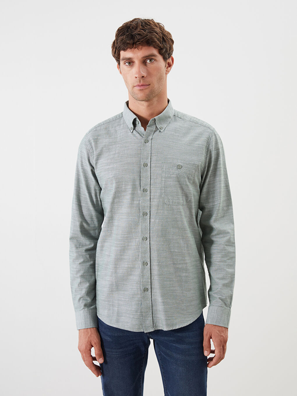 LCWAIKIKI Classic Regular Fit Long Sleeve Poplin Men's Shirt -W52933Z8-S3L