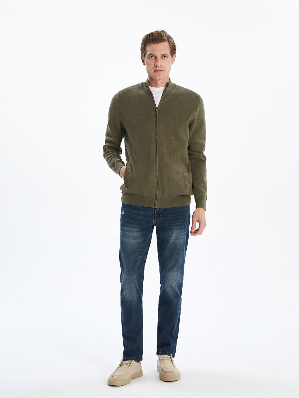 LCWAIKIKI Classic Regular Fit Funnel Neck Men's Knit Cardigan -W52934Z8-LAE