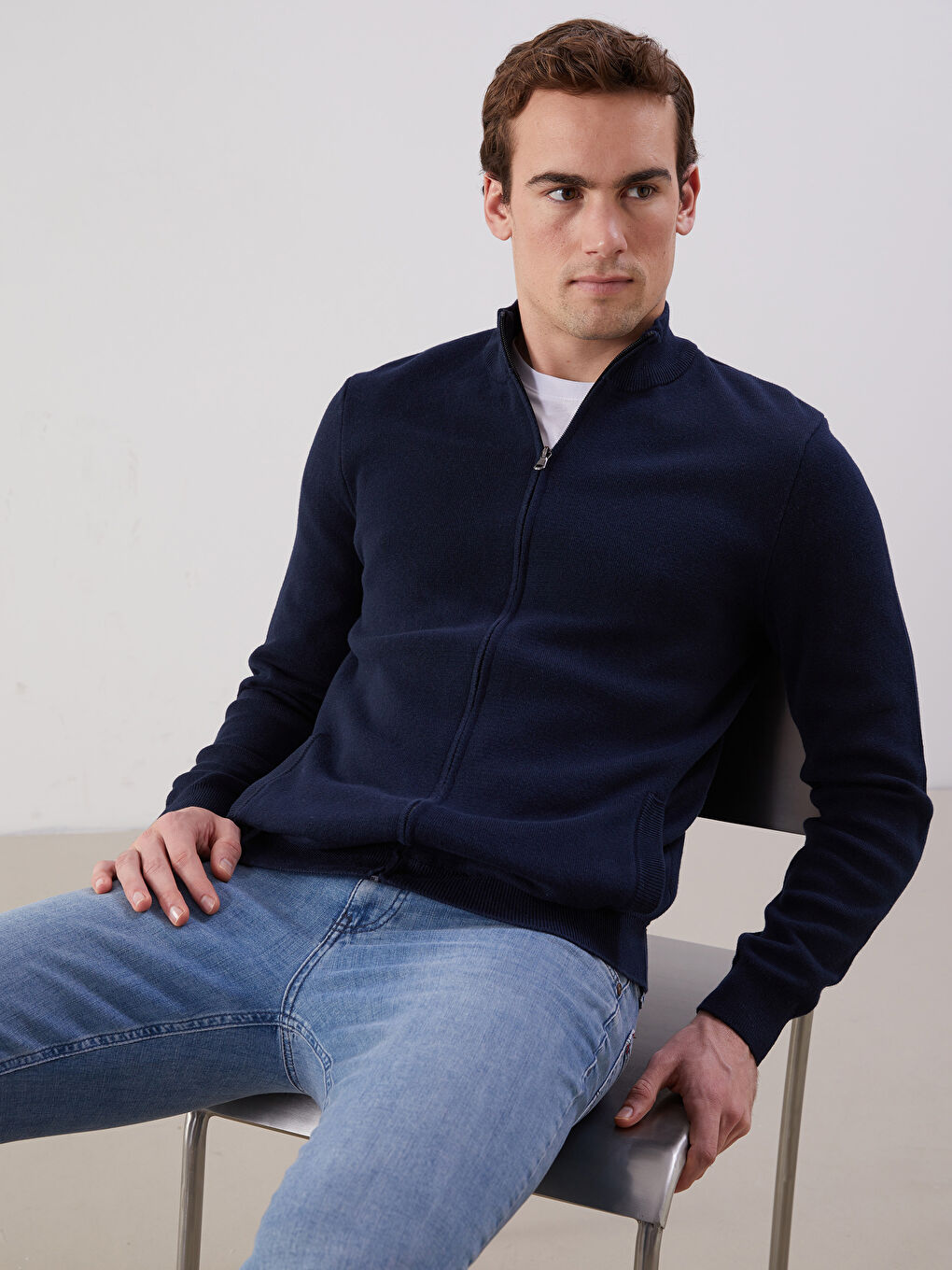 LCWAIKIKI Classic Regular Fit Funnel Neck Men's Knit Cardigan -W52934Z8-RFH