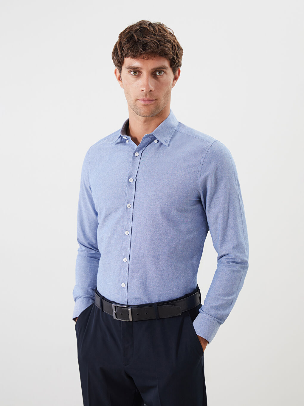 LCWAIKIKI Classic Slim Fit Long Sleeve Oxford Men's Shirt -W52940Z8-DBZ