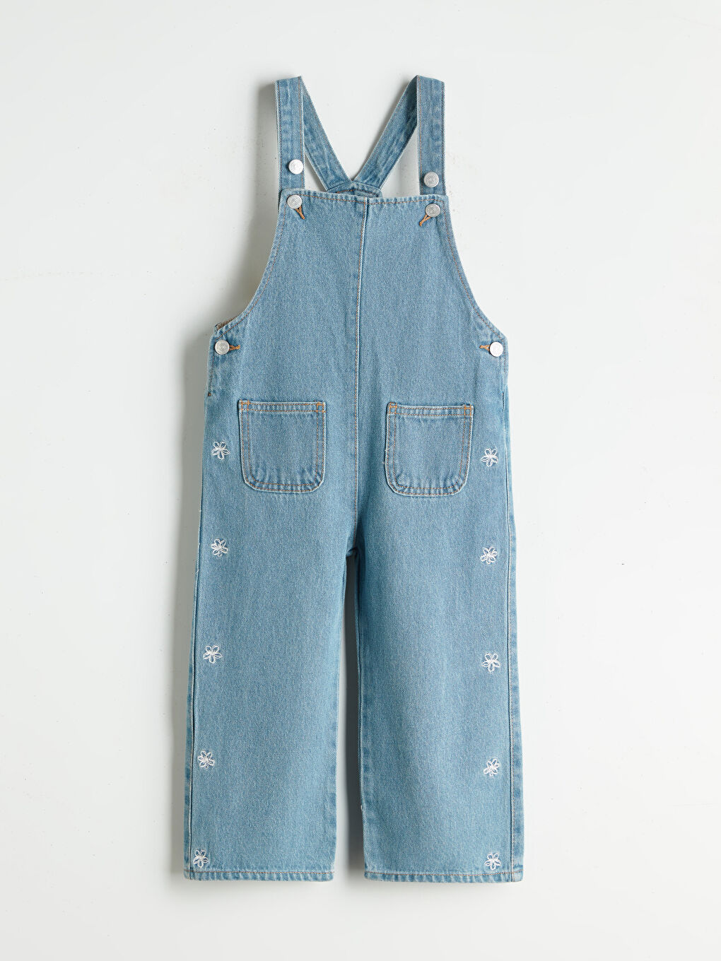 LCW Kids فستان سالوبيت جينز بياقة مربعة للبنات -W52964Z1-V2T