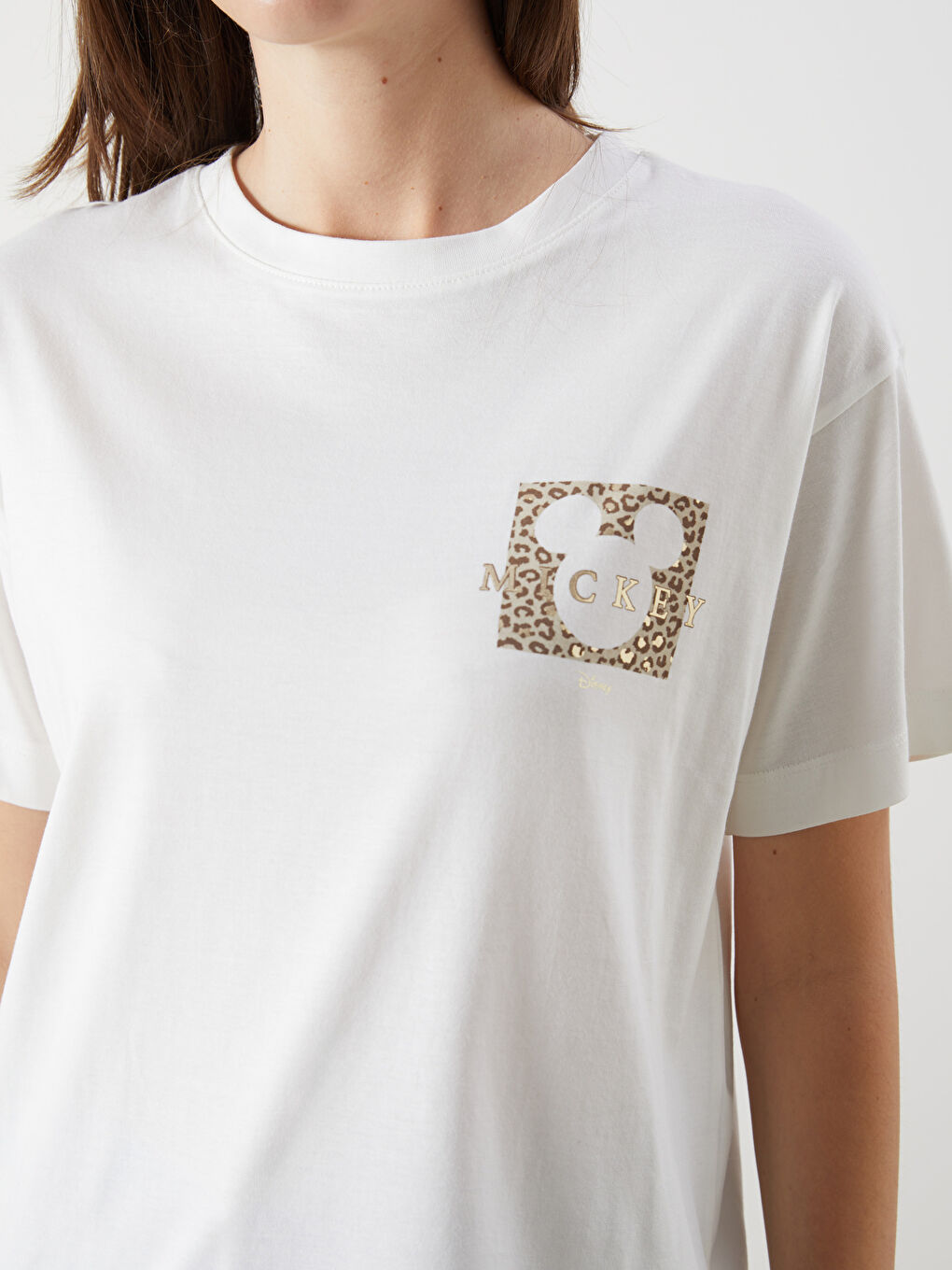 LCW Comfort Crew Neck Mickey Mouse Printed Women's T-Shirt -W52983Z8-R9J