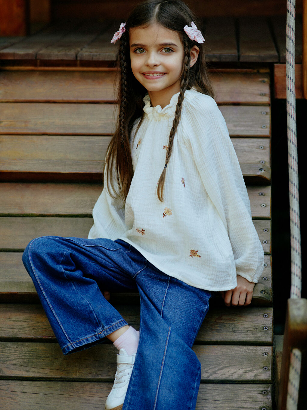 LCW Kids Girl ECRU Blouse -W52984Z1-FDU
