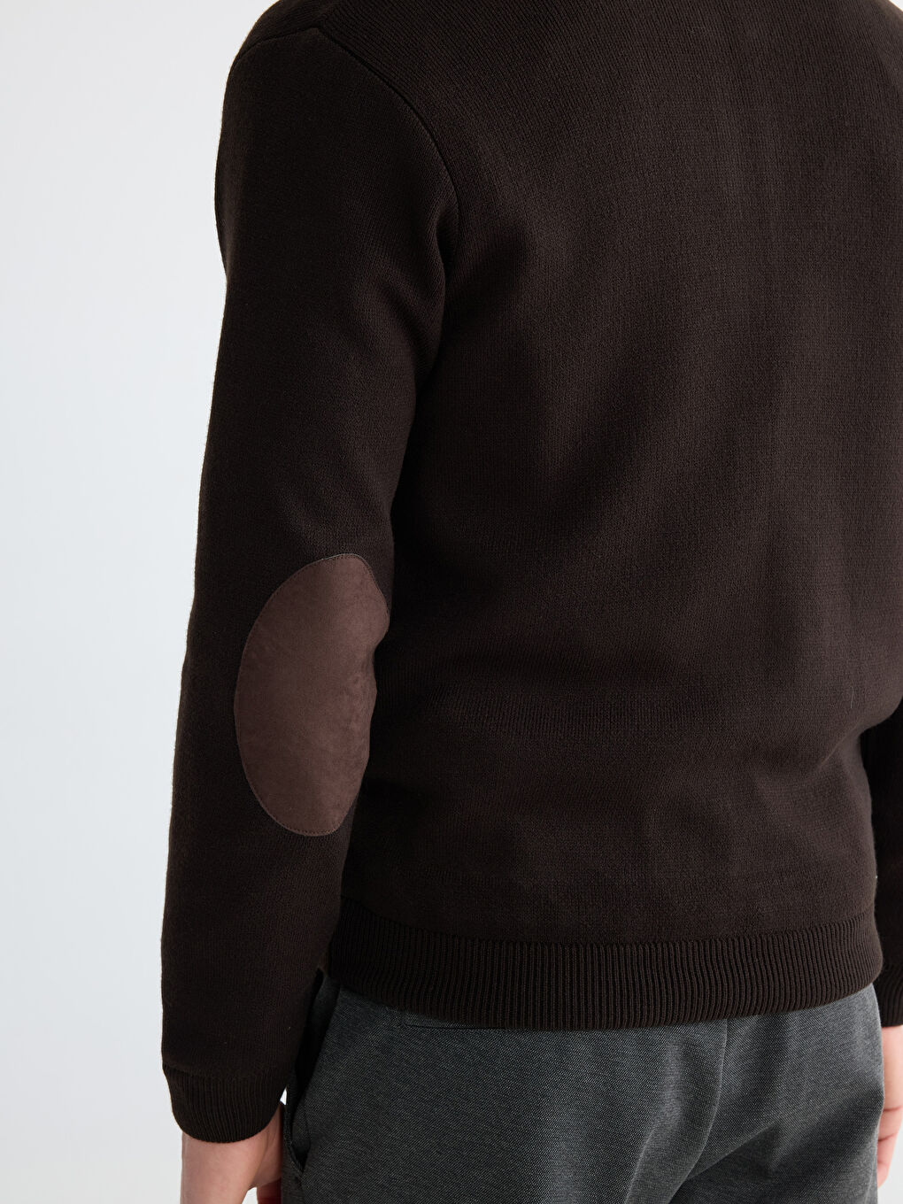 Kahverengi Standart Kalıp Kolej Yaka Erkek Triko Hırka-2