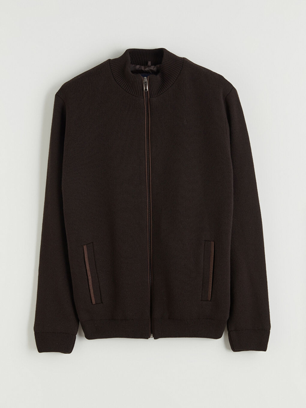 Kahverengi Standart Kalıp Kolej Yaka Erkek Triko Hırka-4