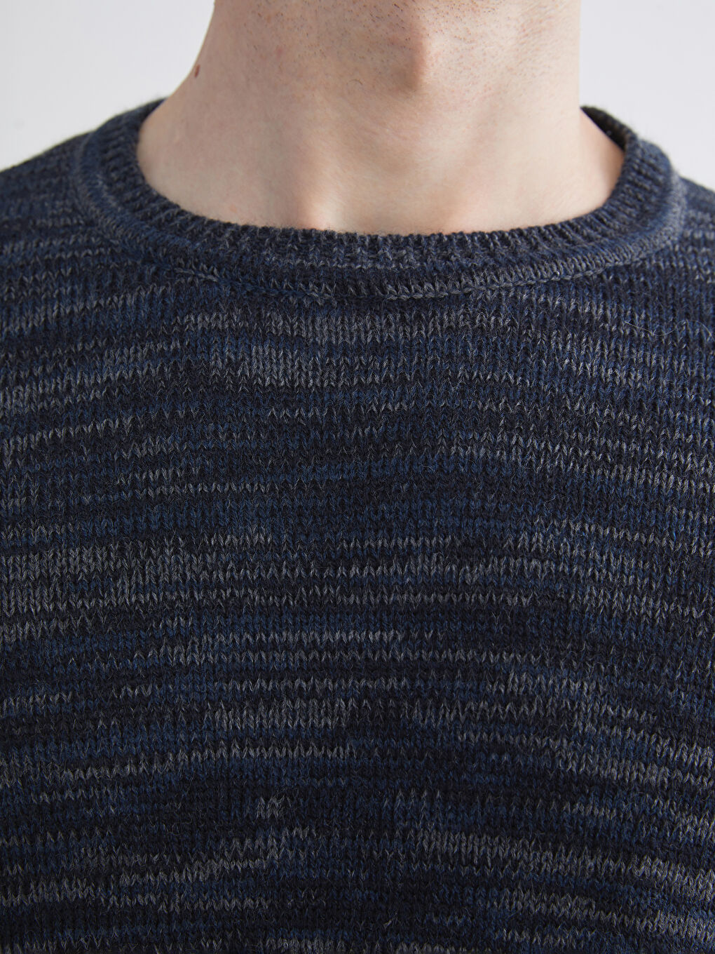 Crew Neck Patterned Men's Knitwear Sweater-2