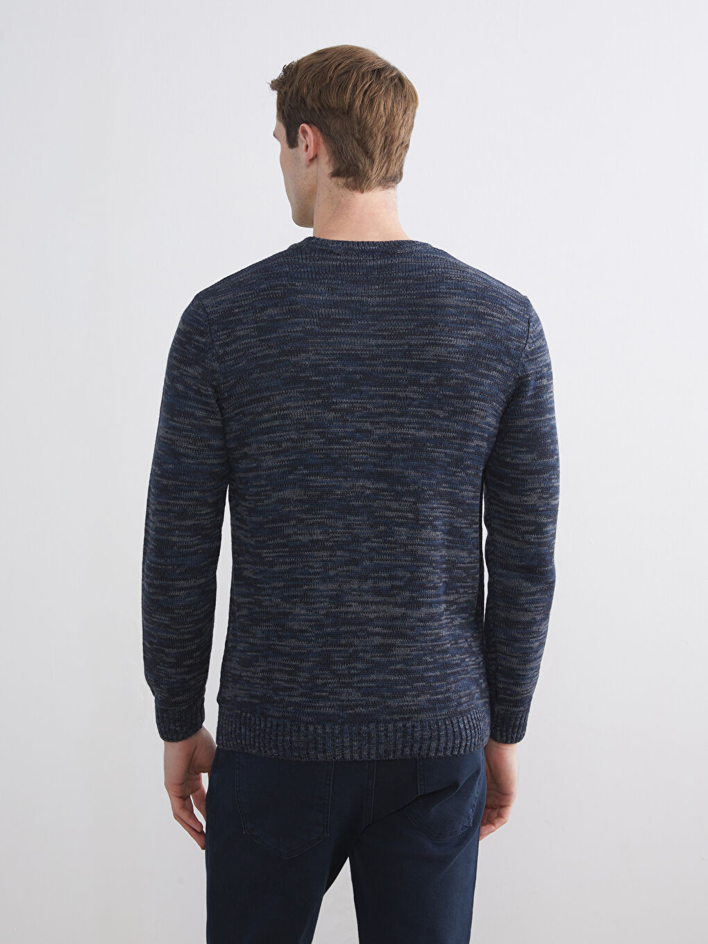 Crew Neck Patterned Men's Knitwear Sweater-3