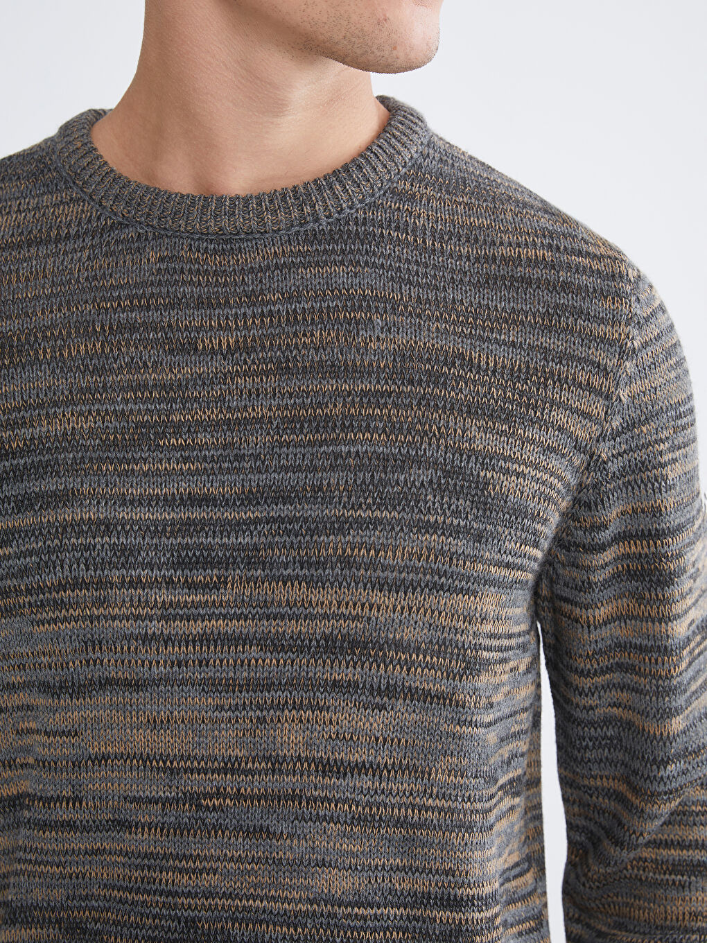 Crew Neck Patterned Men's Knitwear Sweater-4