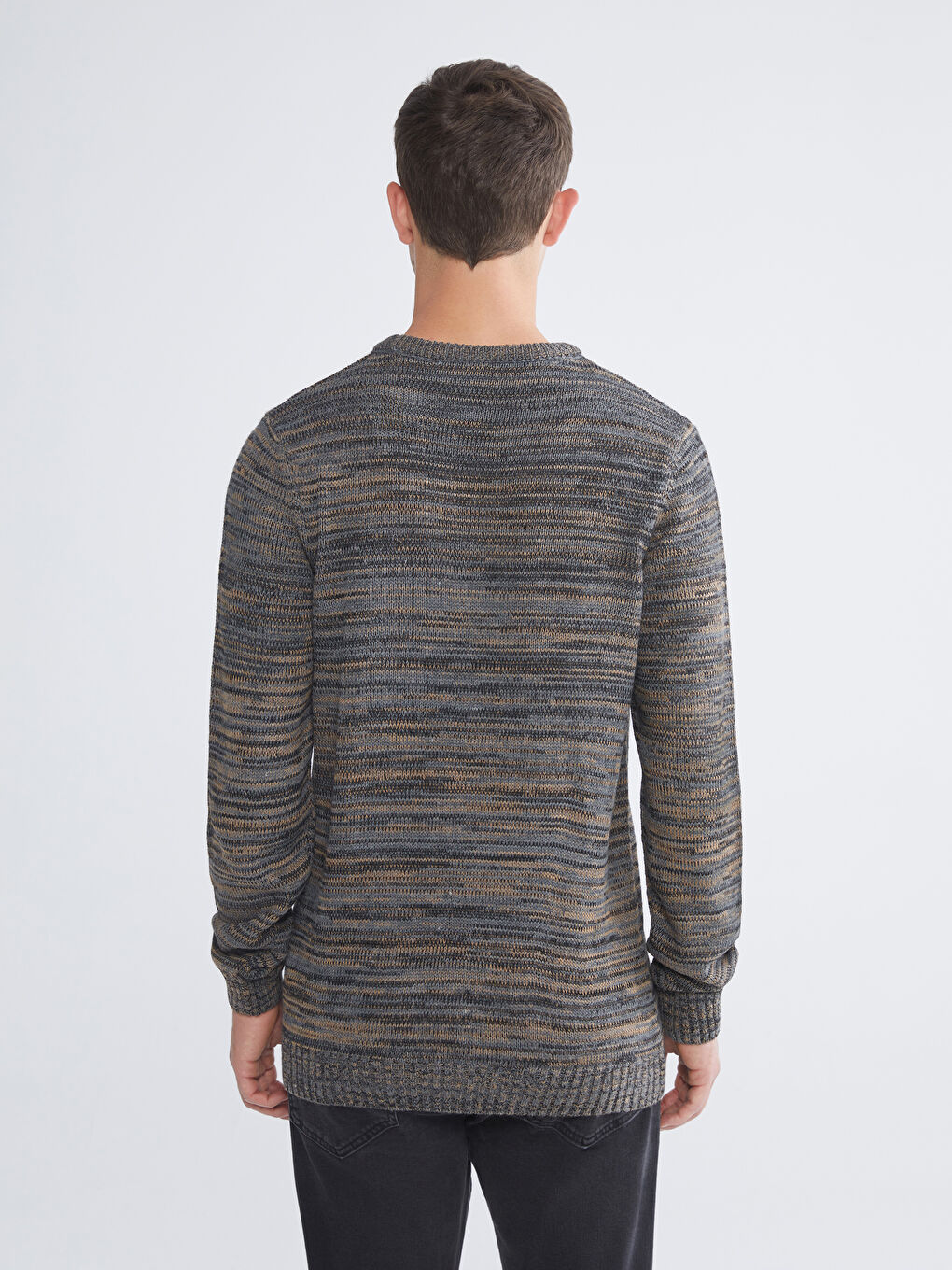 Crew Neck Patterned Men's Knitwear Sweater-6