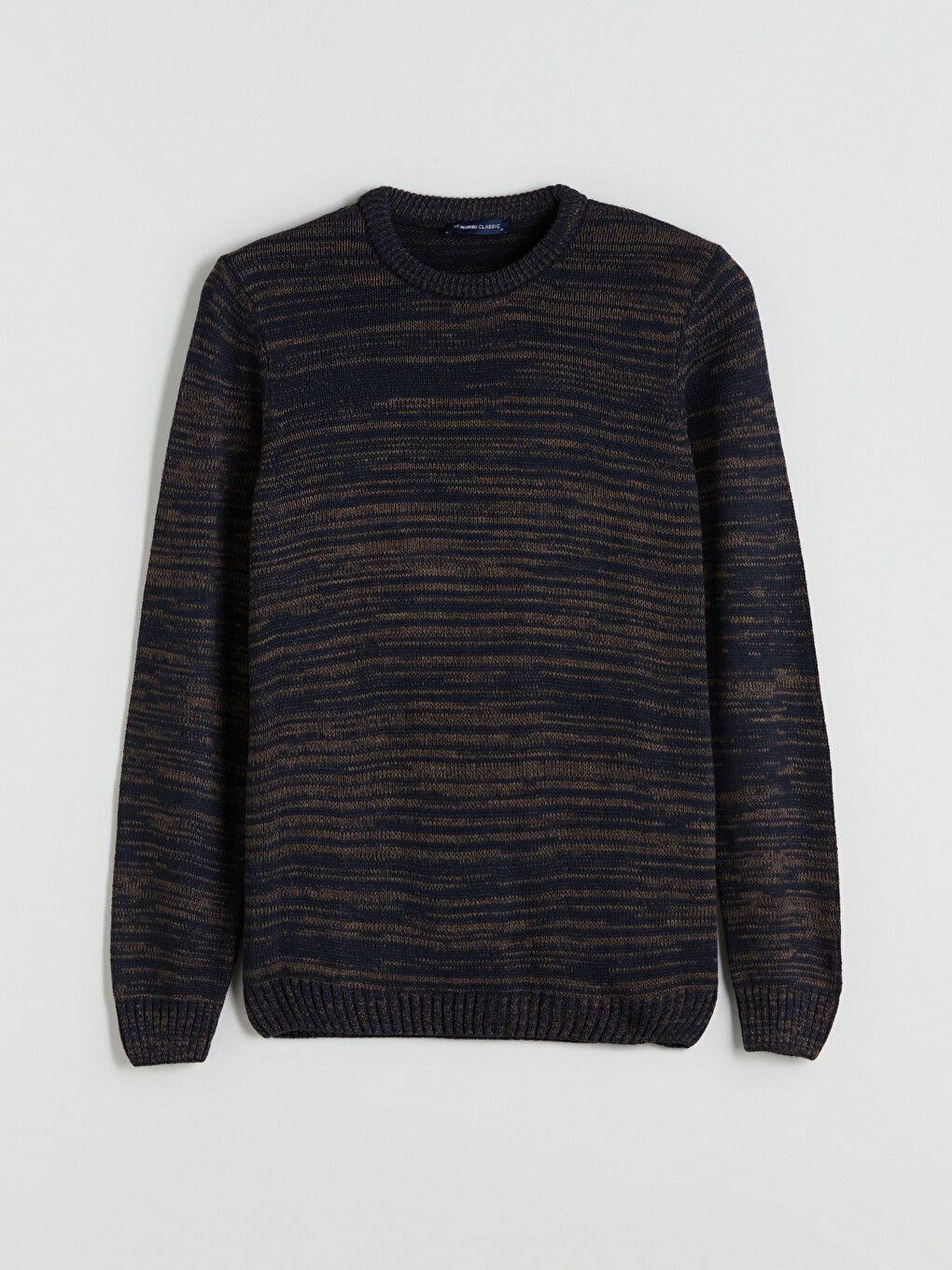 Kahverengi Bisiklet Yaka Desenli Erkek Triko Kazak-8