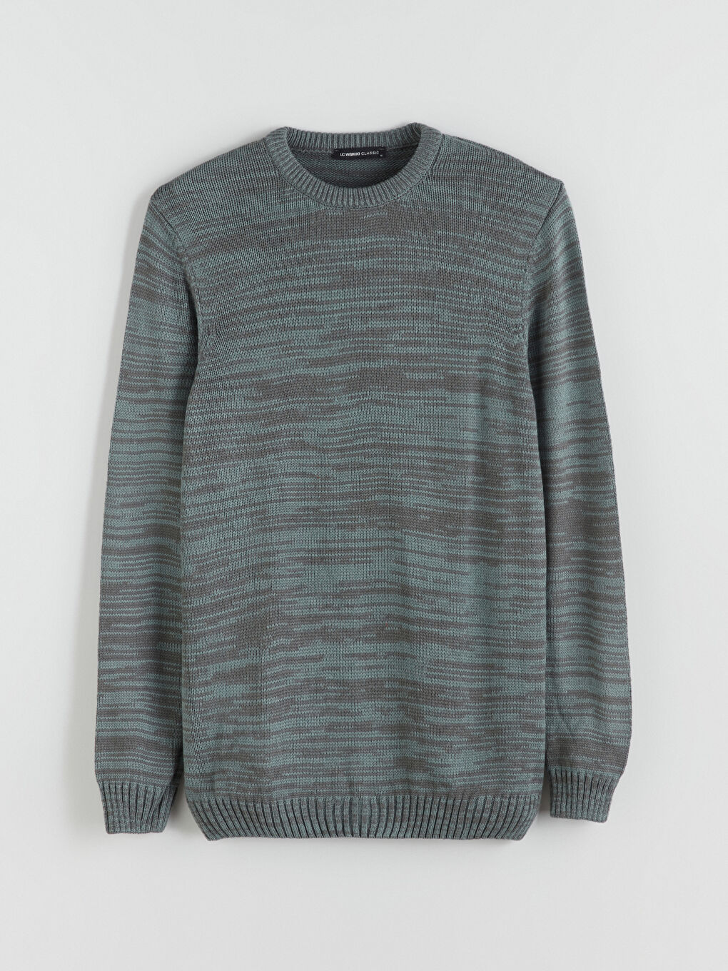 Yeşil Bisiklet Yaka Desenli Erkek Triko Kazak-8