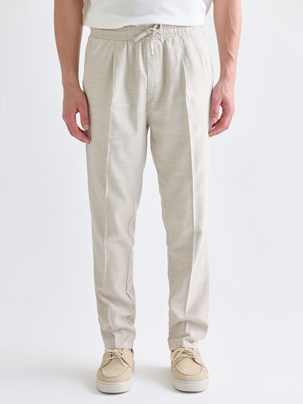 Regular Fit Linen-Look Men's Trousers-1