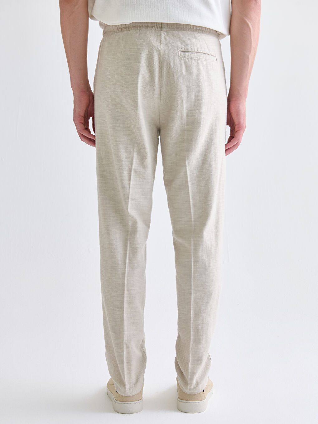 Regular Fit Linen-Look Men's Trousers-3