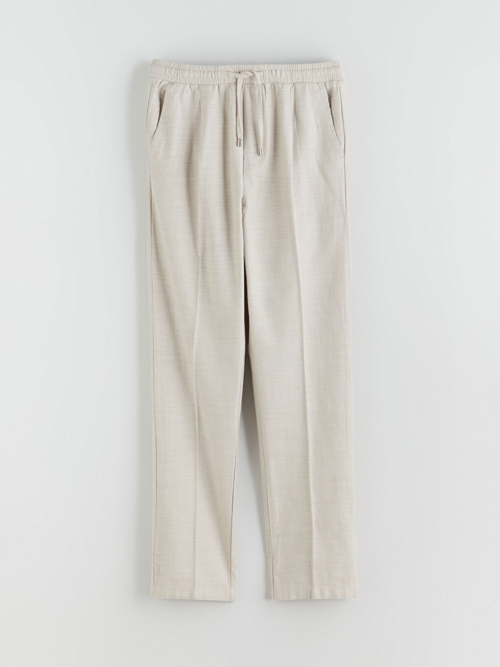 Regular Fit Linen-Look Men's Trousers-4