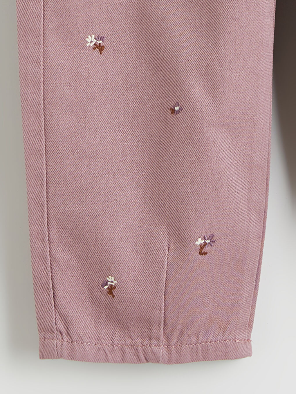 Lila Beli Lastikli Çiçekli Kız Çocuk Pantolon-1