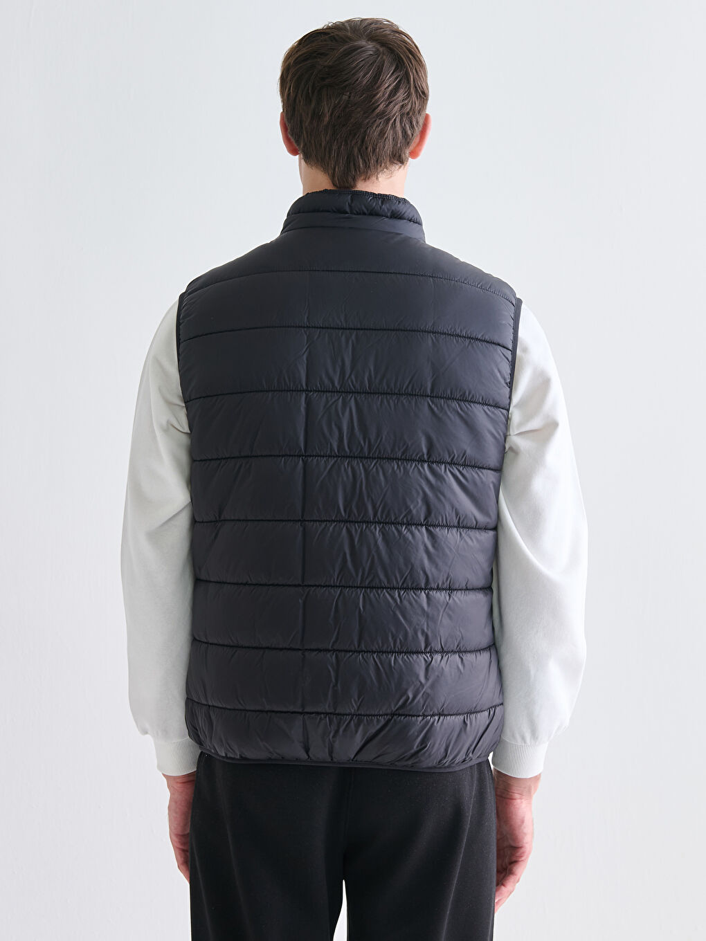 Siyah Standart Kalıp Dik Yaka Erkek Şişme Yelek-6