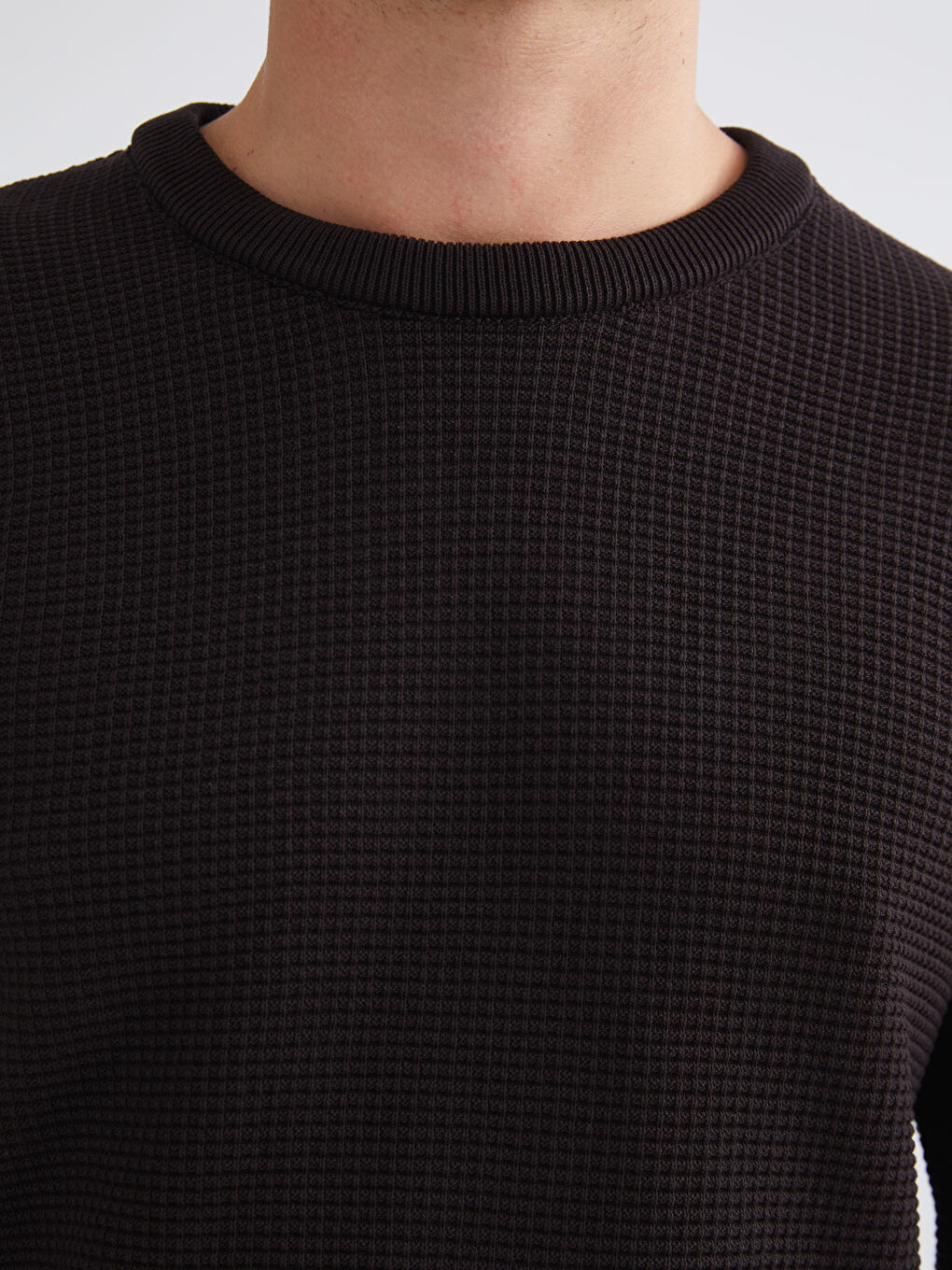 Kahverengi Bisiklet Yaka Kareli Erkek Triko Kazak-2