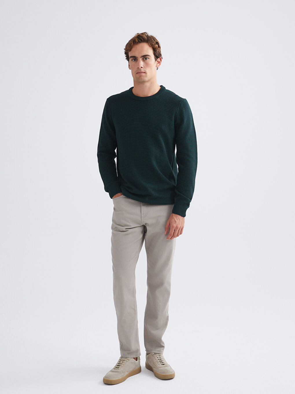 سترة تريكو رجال بكول مدور مربعة-1