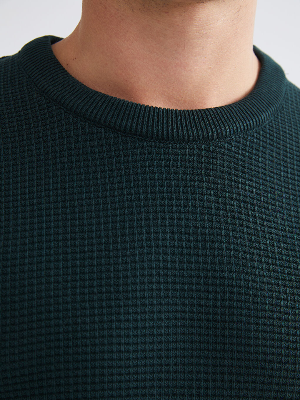 سترة تريكو رجال بكول مدور مربعة-2