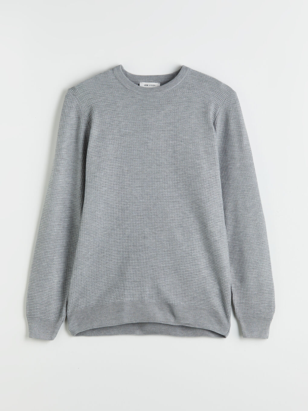 Gri Bisiklet Yaka Kareli Erkek Triko Kazak-4