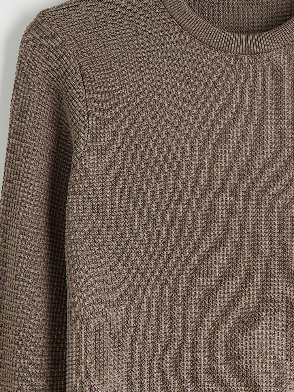 Bej Bisiklet Yaka Kareli Erkek Triko Kazak-1