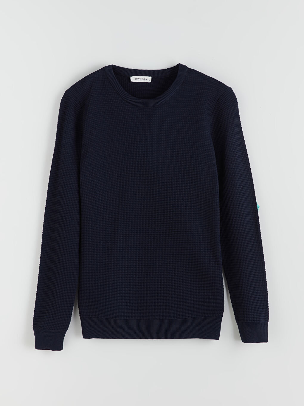 Lacivert Bisiklet Yaka Kareli Erkek Triko Kazak-4