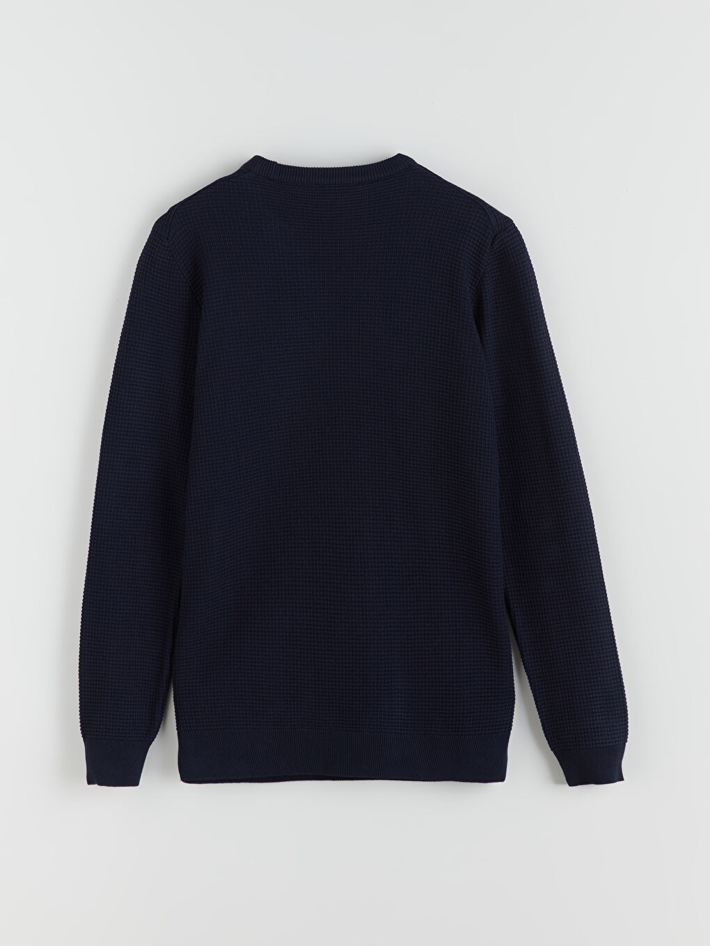 Lacivert Bisiklet Yaka Kareli Erkek Triko Kazak-5