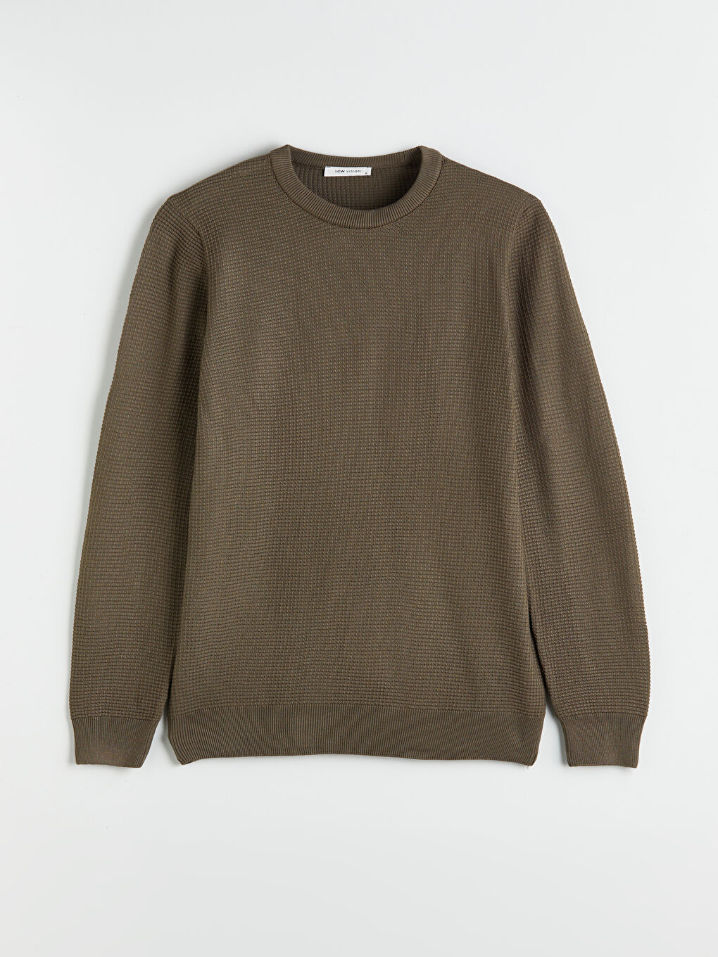 Yeşil Bisiklet Yaka Kareli Erkek Triko Kazak-4