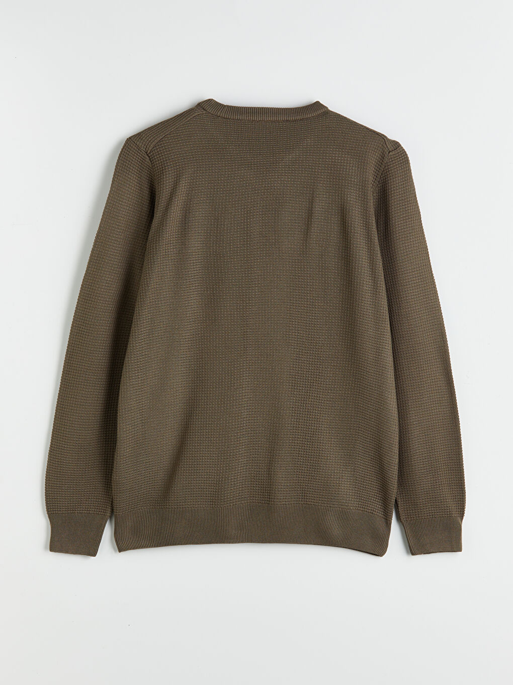 Yeşil Bisiklet Yaka Kareli Erkek Triko Kazak-5