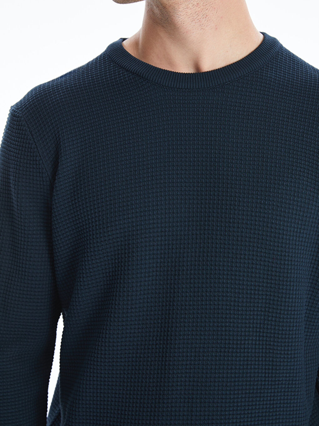 سترة تريكو رجال بكول مدور مربعة-2