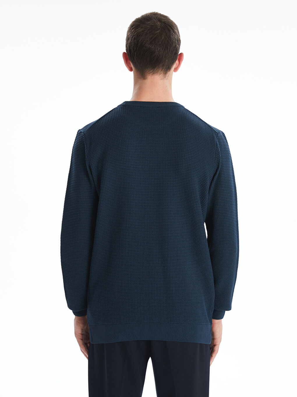 سترة تريكو رجال بكول مدور مربعة-3