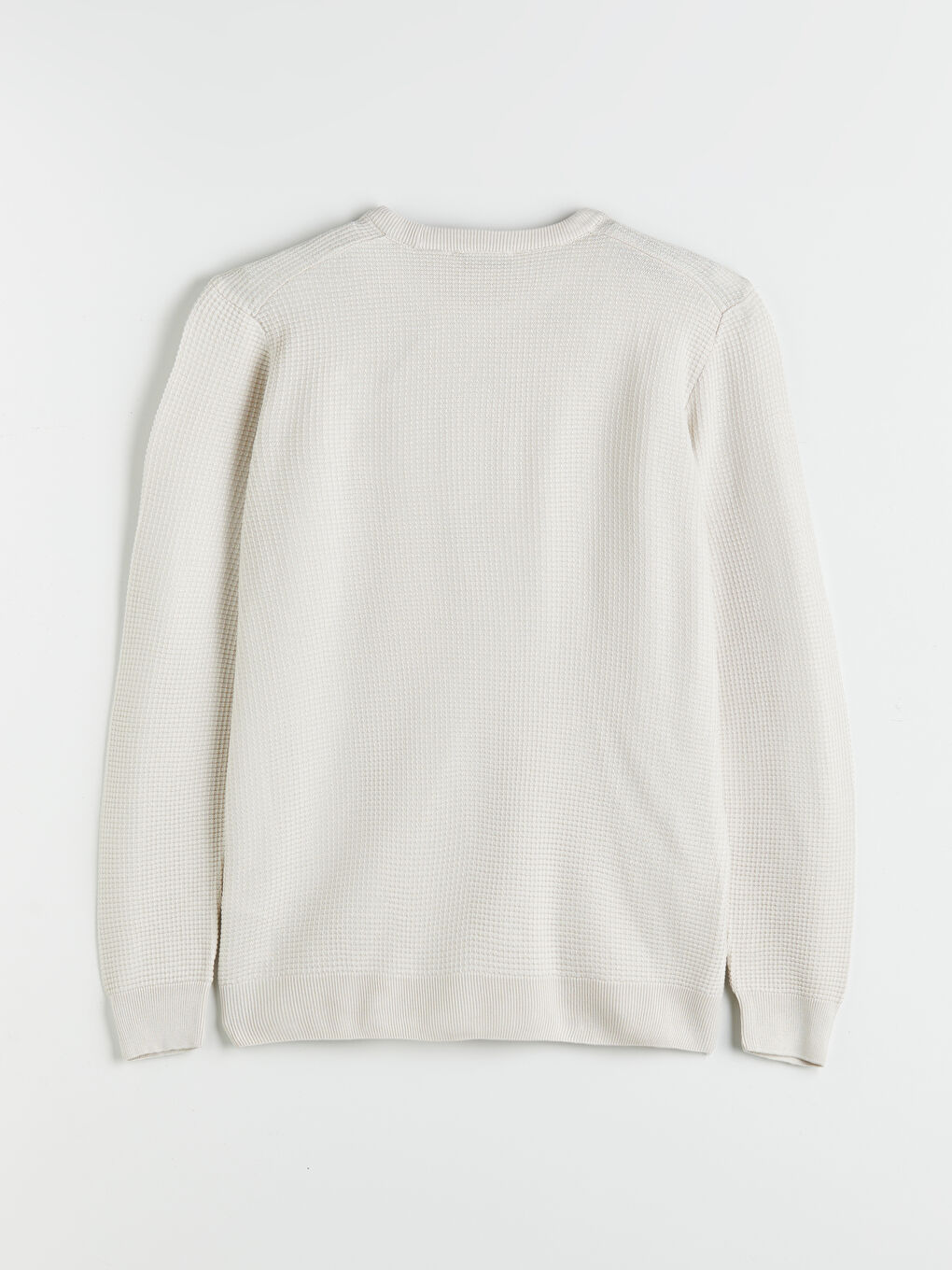 Bej Bisiklet Yaka Kareli Erkek Triko Kazak-5