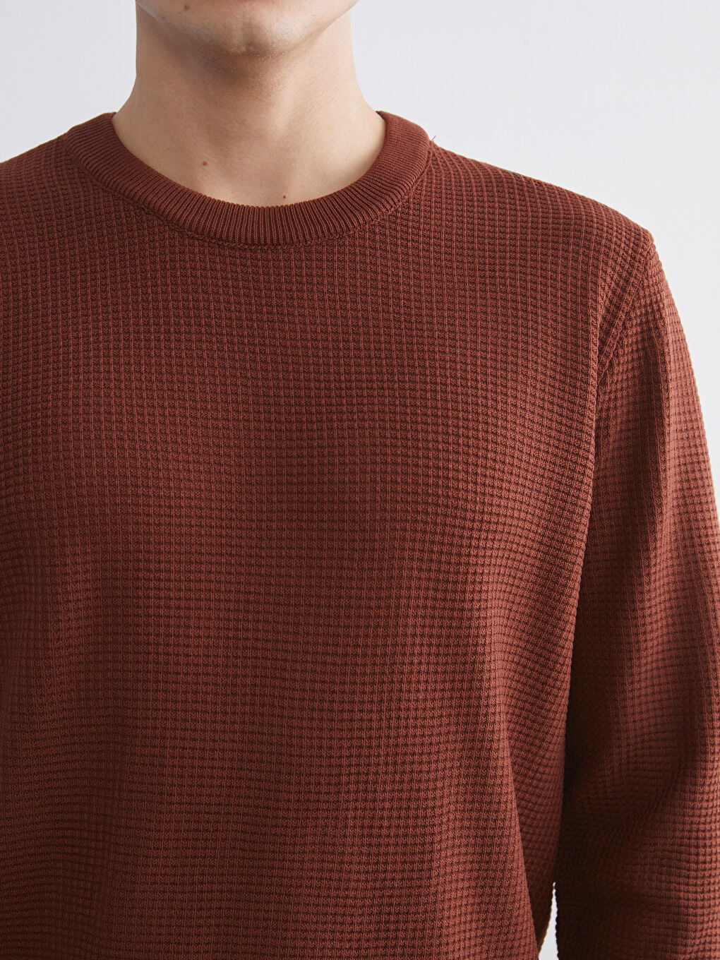 Crew Neck Checkered Men's Knit Sweater-2