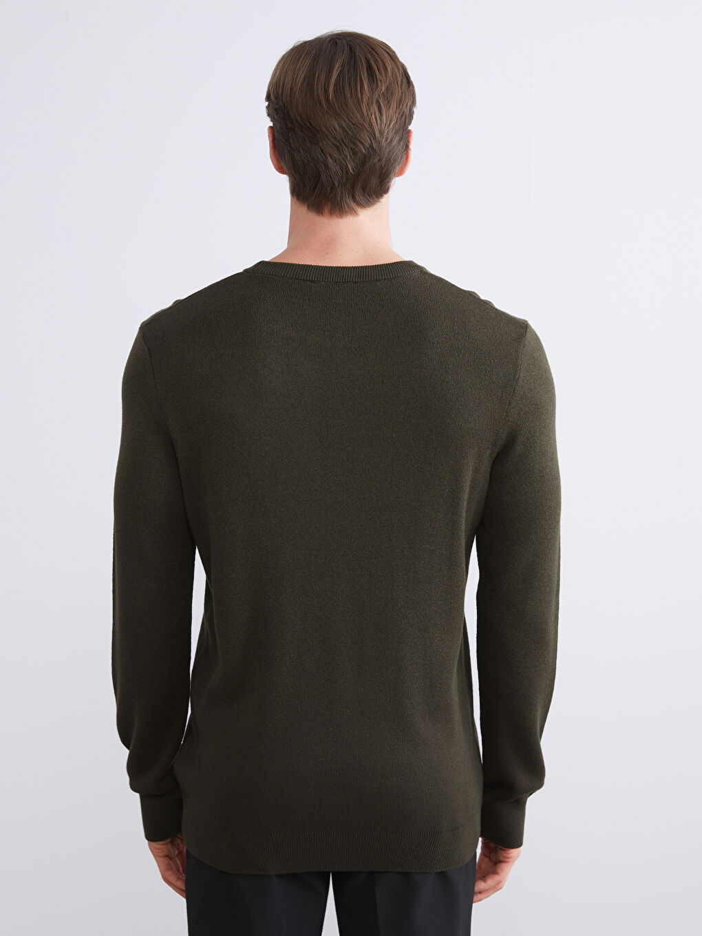 Haki Bisiklet Yaka Erkek Triko Kazak-3