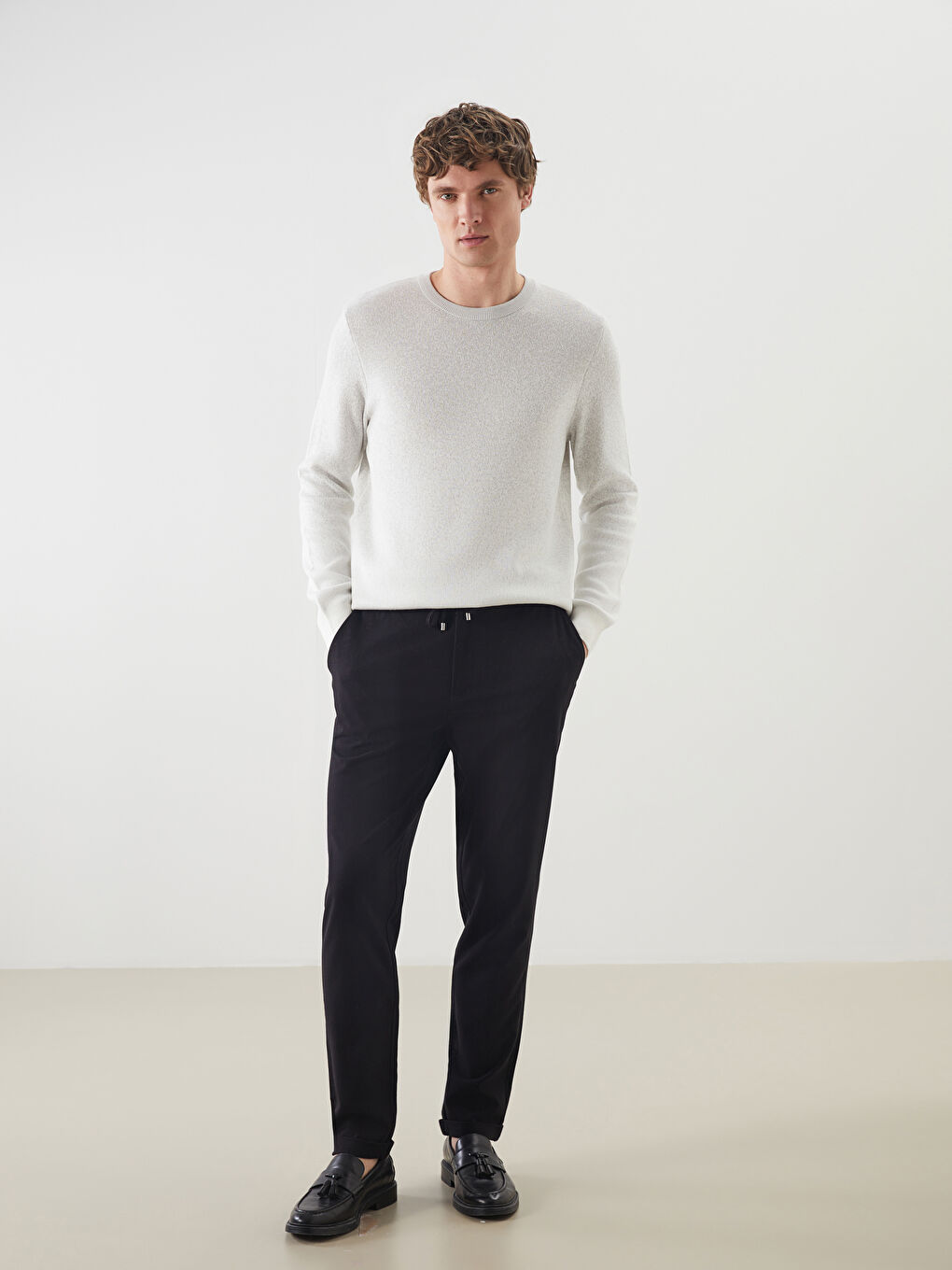LCW Vision Crew Neck Long Sleeve Men's Tricot Sweater -W53042Z8-LAL