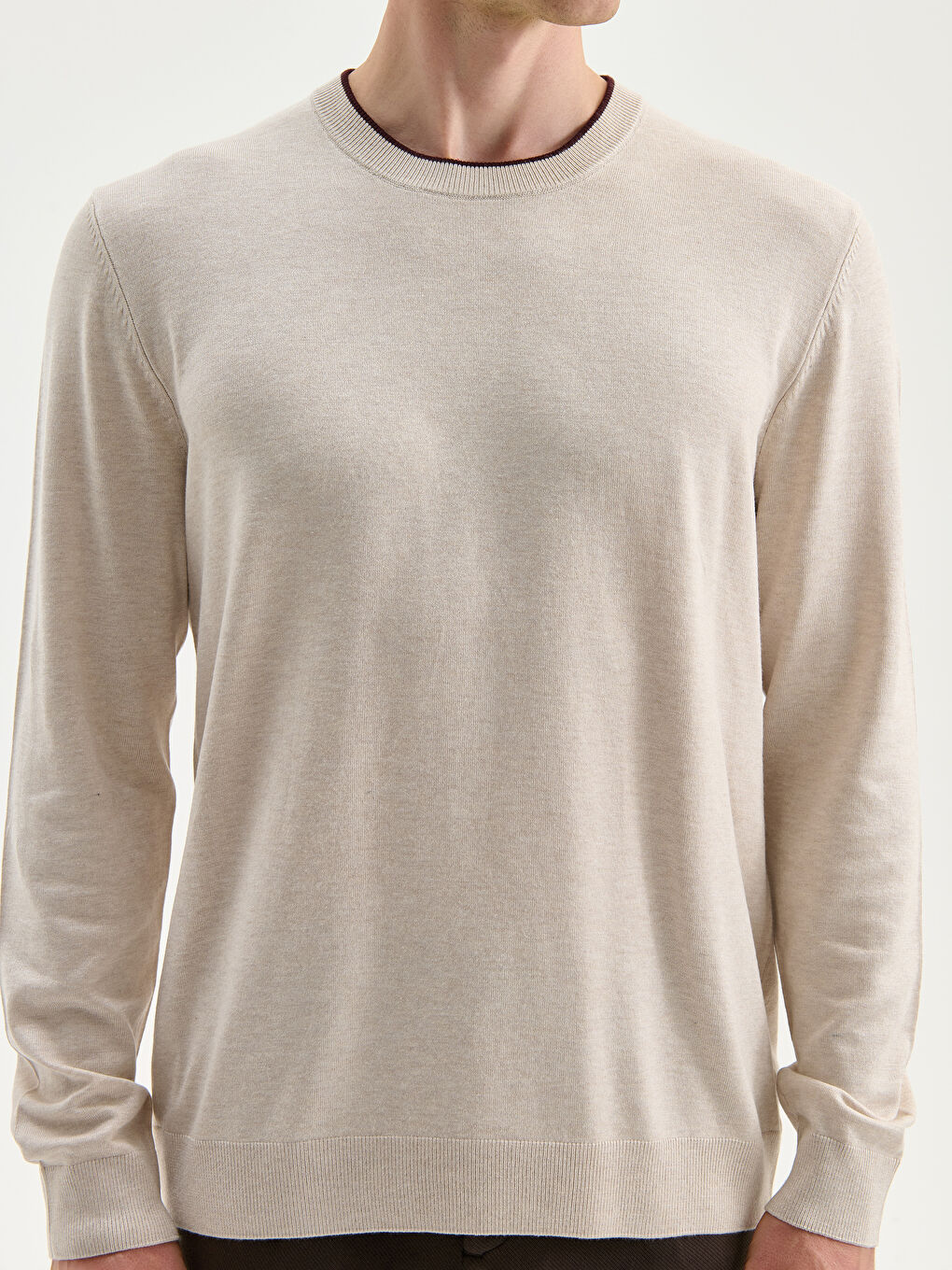 Crew Neck Long Sleeve Men's Tricot Sweater-2