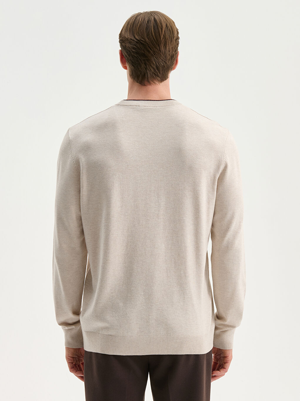 Crew Neck Long Sleeve Men's Tricot Sweater-3