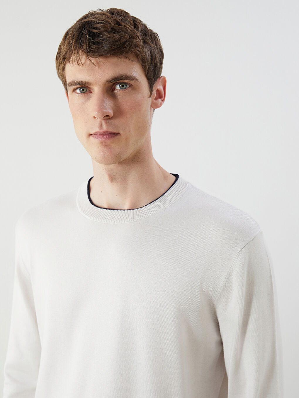 Crew Neck Long Sleeve Men's Tricot Sweater