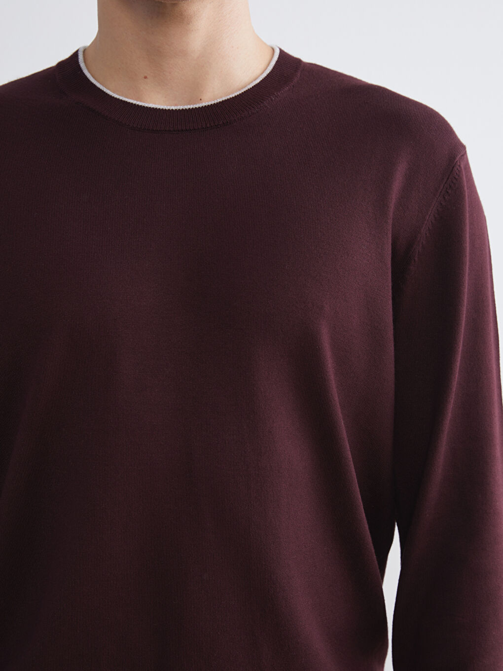Crew Neck Long Sleeve Men's Tricot Sweater-2
