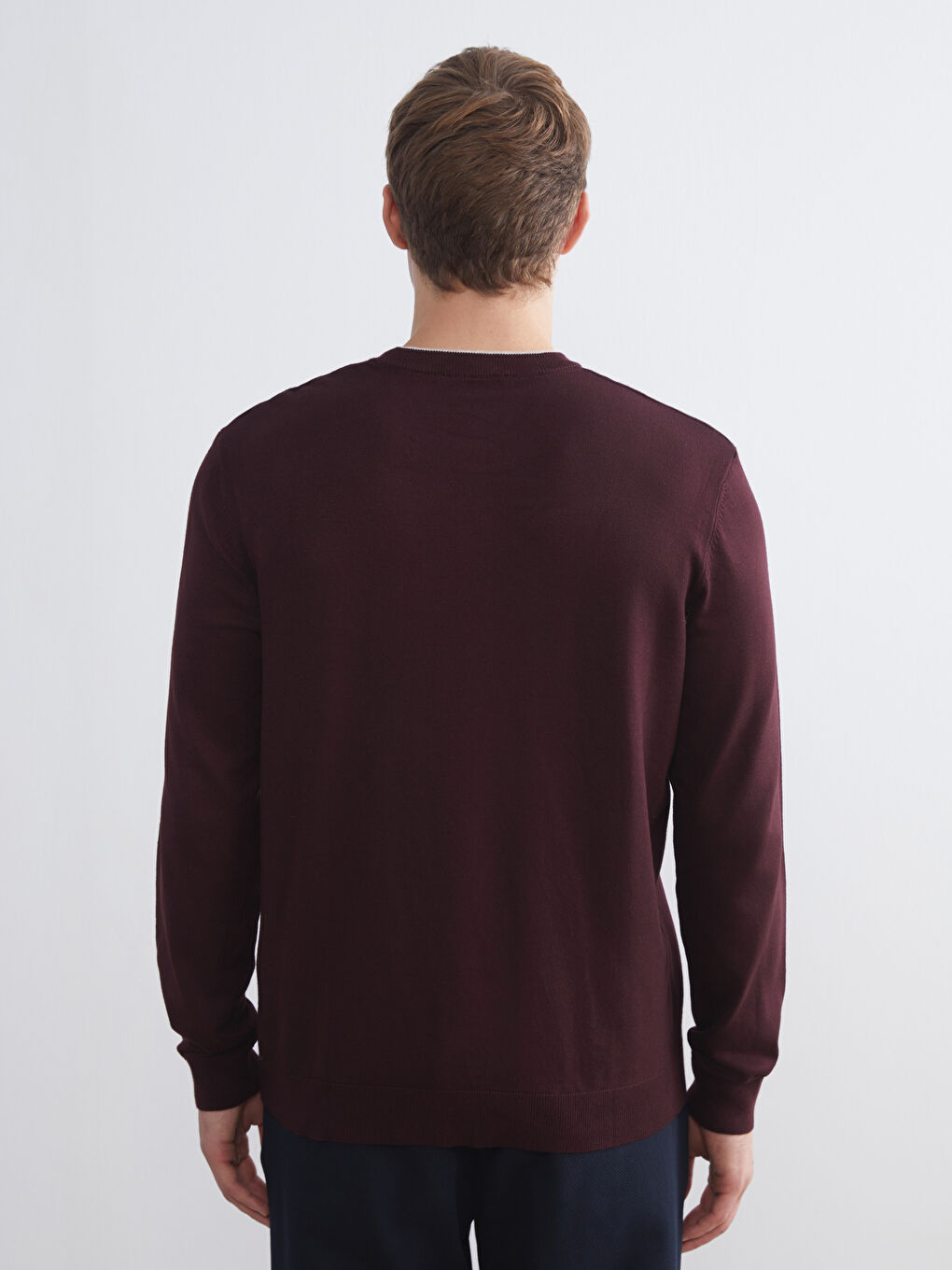 Crew Neck Long Sleeve Men's Tricot Sweater-3