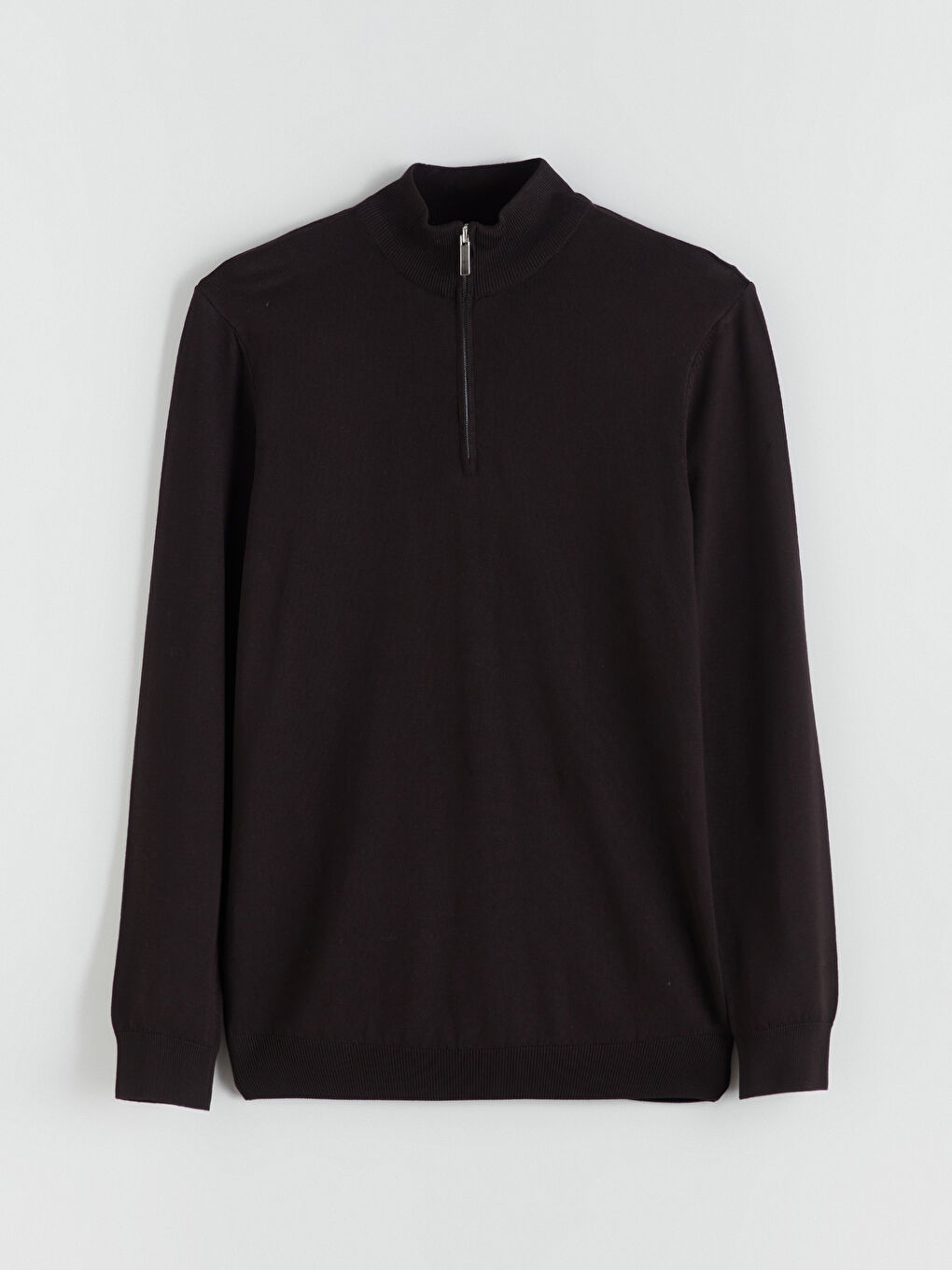 Kahverengi Dik Yaka Erkek Triko Kazak-4