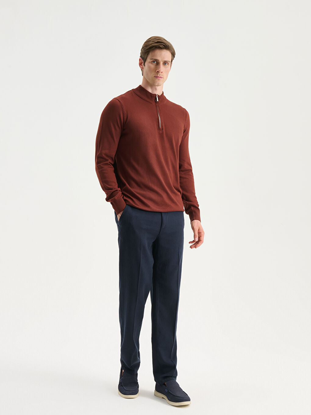 Funnel Neck Men's Knitwear Sweater-1