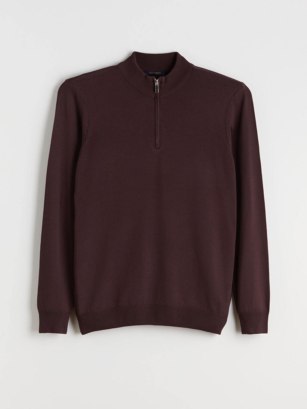 Mürdüm Dik Yaka Erkek Triko Kazak-4