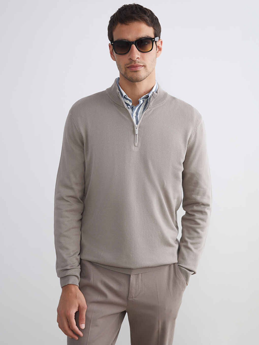 SOUTHBLUE Funnel Neck Men's Knitwear Sweater -W53049Z8-PSD