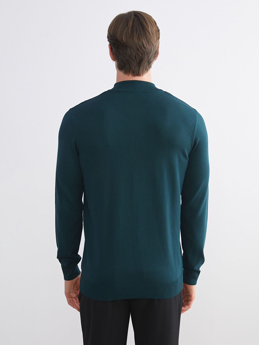 Petrol Dik Yaka Erkek Triko Kazak-3