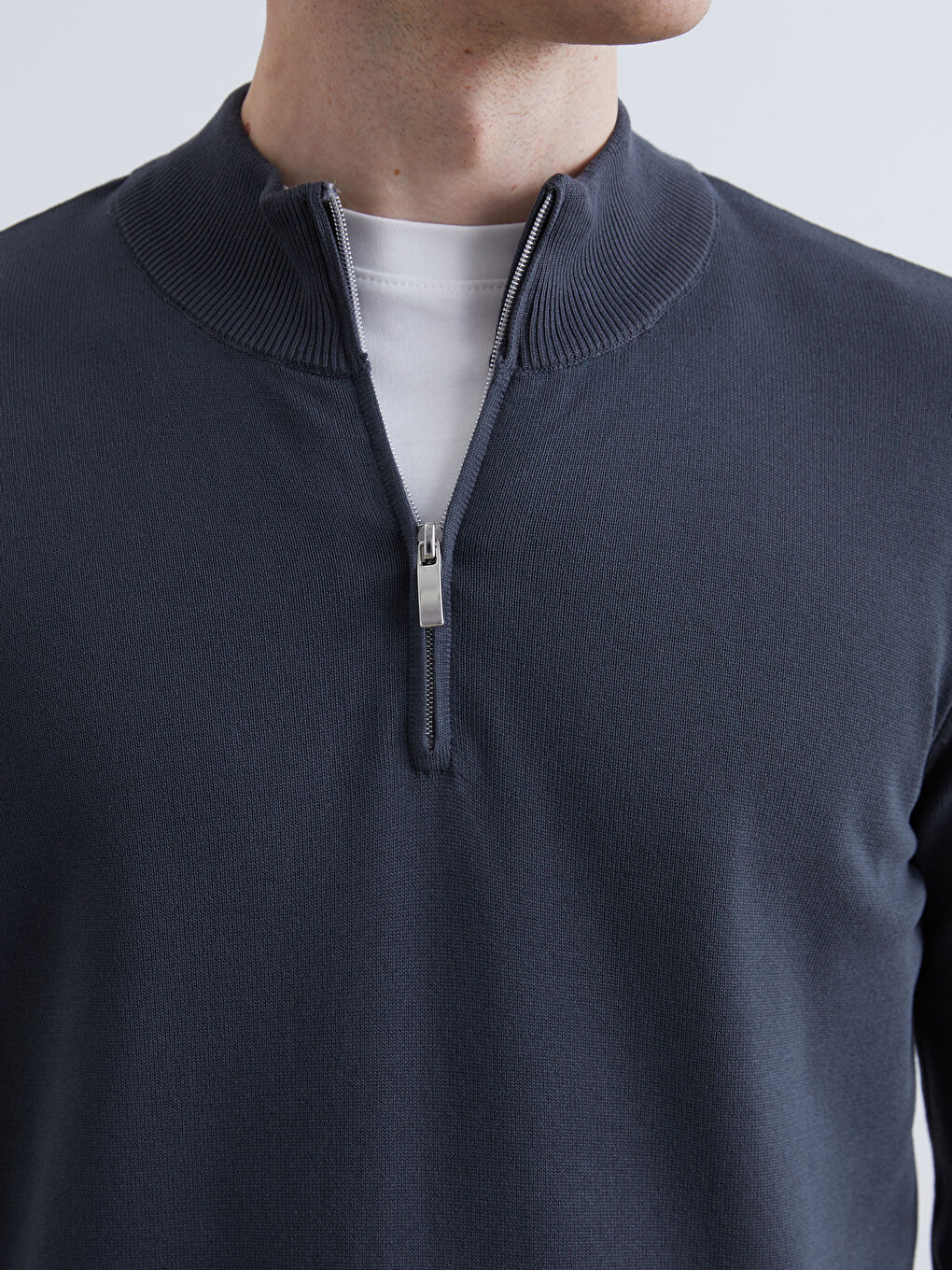 Antrasit Dik Yaka Erkek Triko Kazak-2