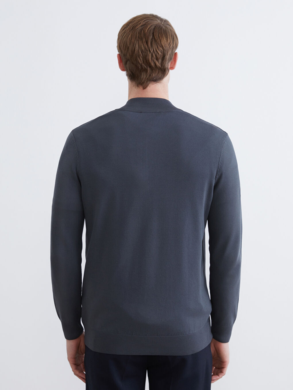 Antrasit Dik Yaka Erkek Triko Kazak-3